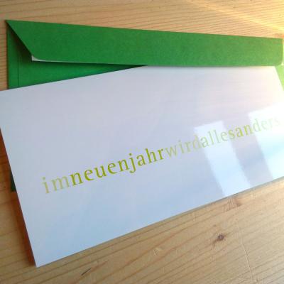 10 Neujahrskarten mit grünen Kuverts: im neuen jahr wird alles anders
