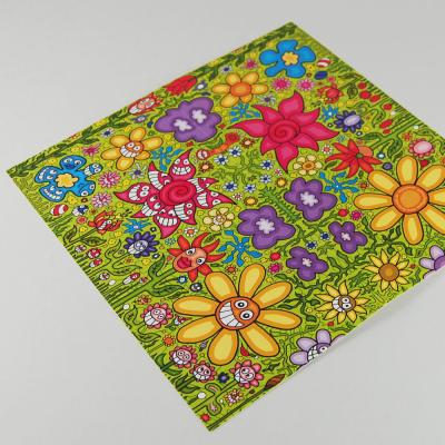 Flower Power - Grußkarte mit vielen Blumen und farbigem Umschlag