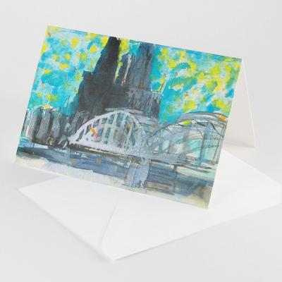10 Grußkarten mit Umschlag: Dom und Hohenzollernbrücke in Köln