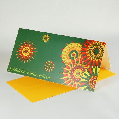 10 Weihnachtskarten mit gelben Kuverts: Fröhliche Weihnachten