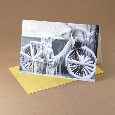 10 Weihnachtskarten mit Umschlag: eingefrorenes Fahrrad