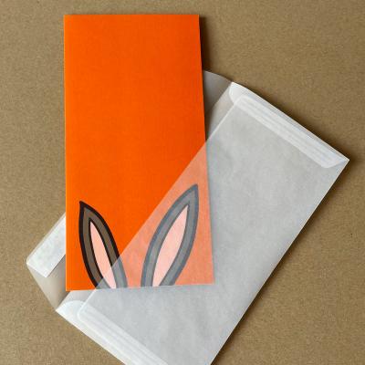 Hasenohren - Cartoon-Osterkarte mit transparentem Umschlag