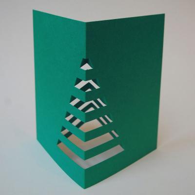 10 grüne Weihnachtskarten mit Umschlag: 3D-Weihnachtsbaum