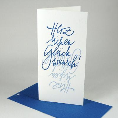 10 Recyclingkarten mit blauen Kuverts: Herzlichen Glückwunsch!