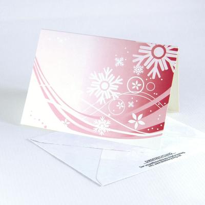10 rote Recycling-Weihnachtskarten mit Umschlägen: Schneekristalle