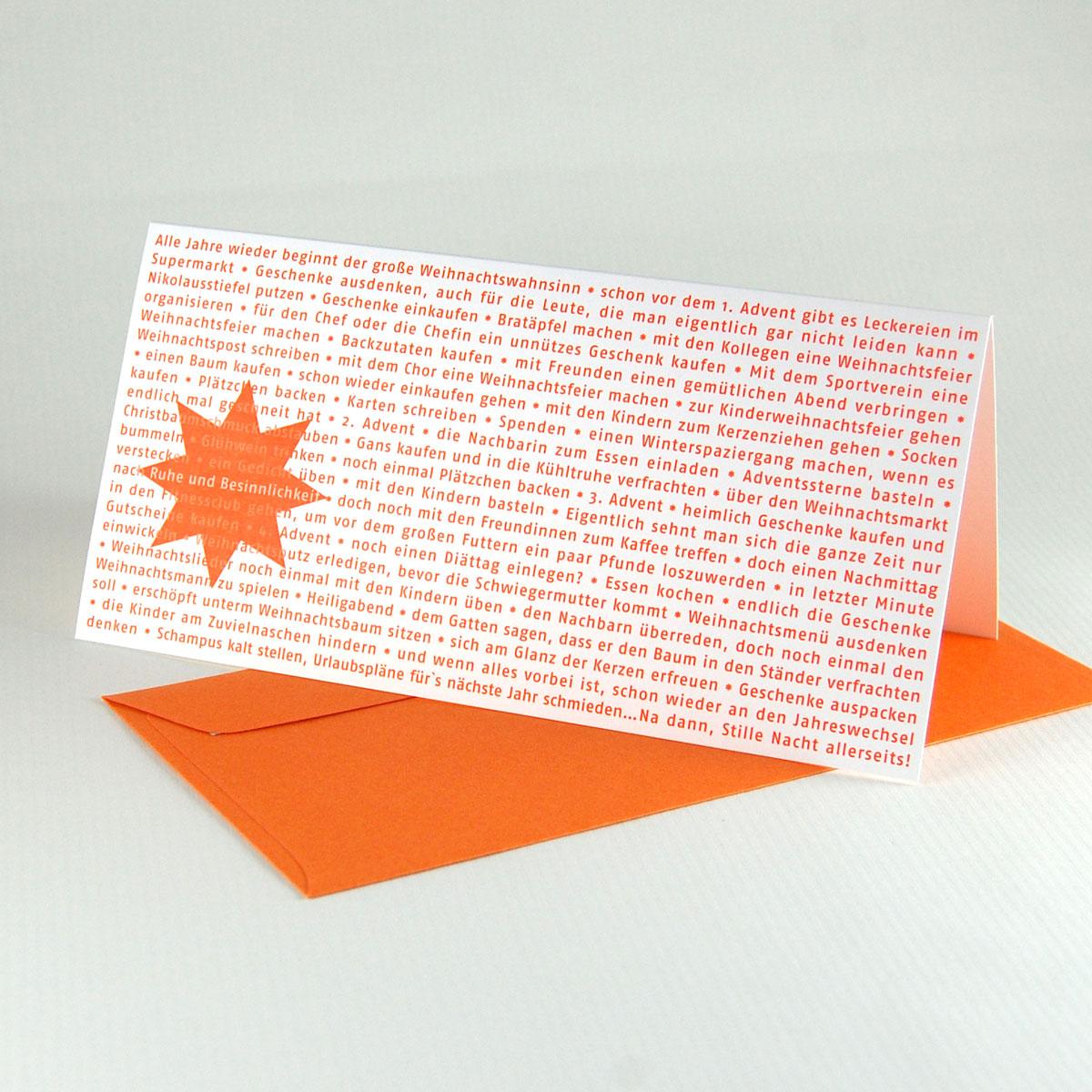 10 Weihnachtskarten mit orangen Kuverts: weihnachtswahnsinn
