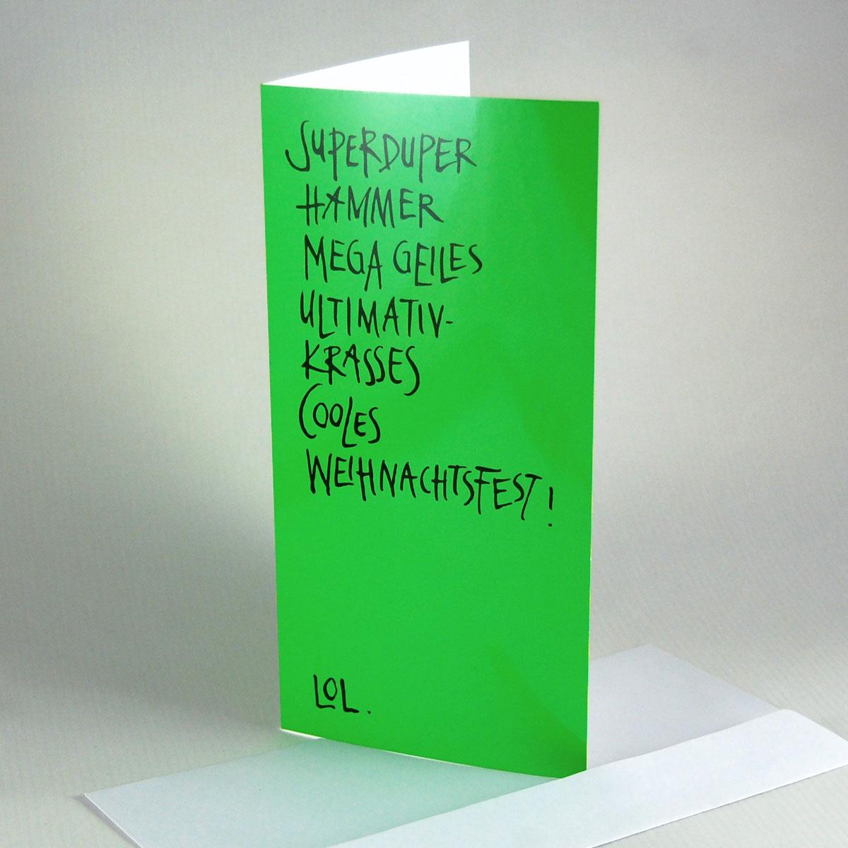 10 grüne Weihnachtskarten mit weißen, haftklebenden Kuverts: Superduper ...