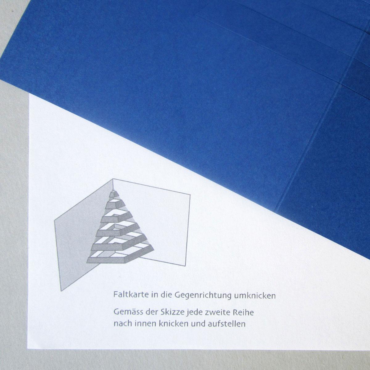 10 blaue Weihnachtskarten mit Umschlägen: 3D-Weihnachtsbaum