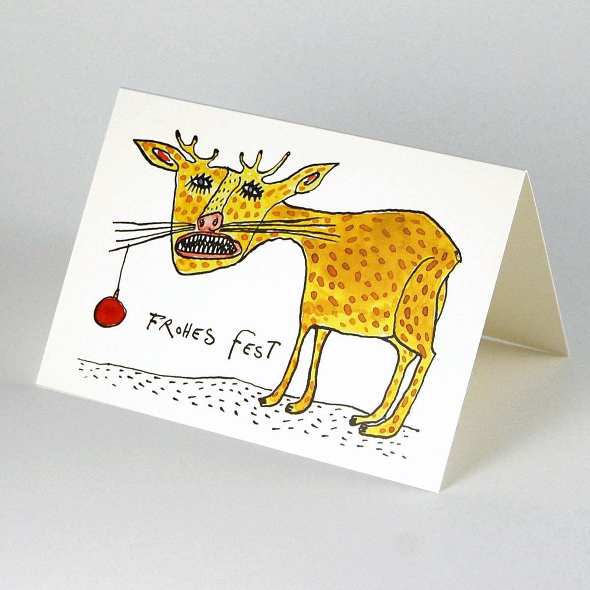 10 Weihnachtskarten mit roten Kuverts: Frohes Fest