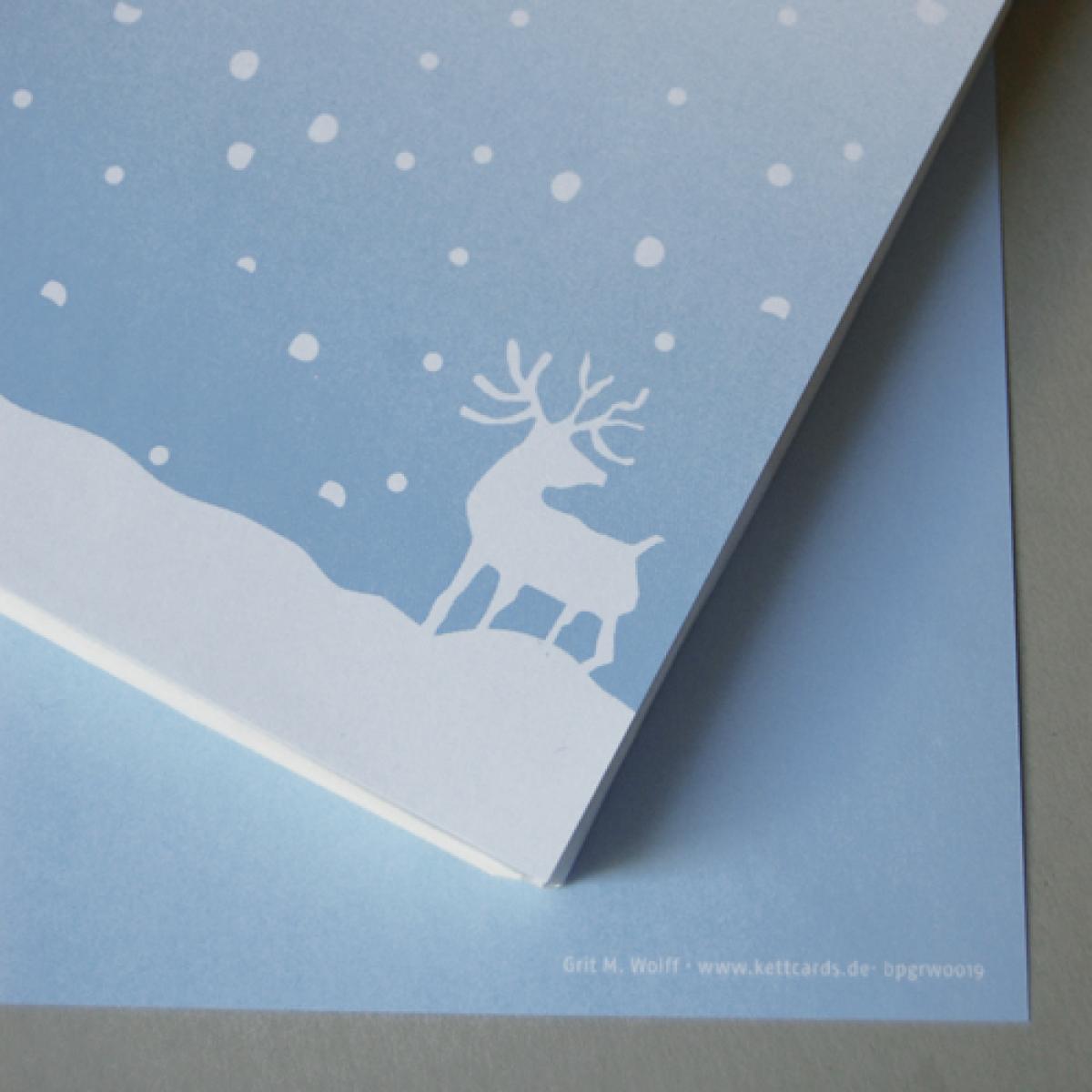 100 Bogen Weihnachts-Briefpapier: Elch im Schneefall