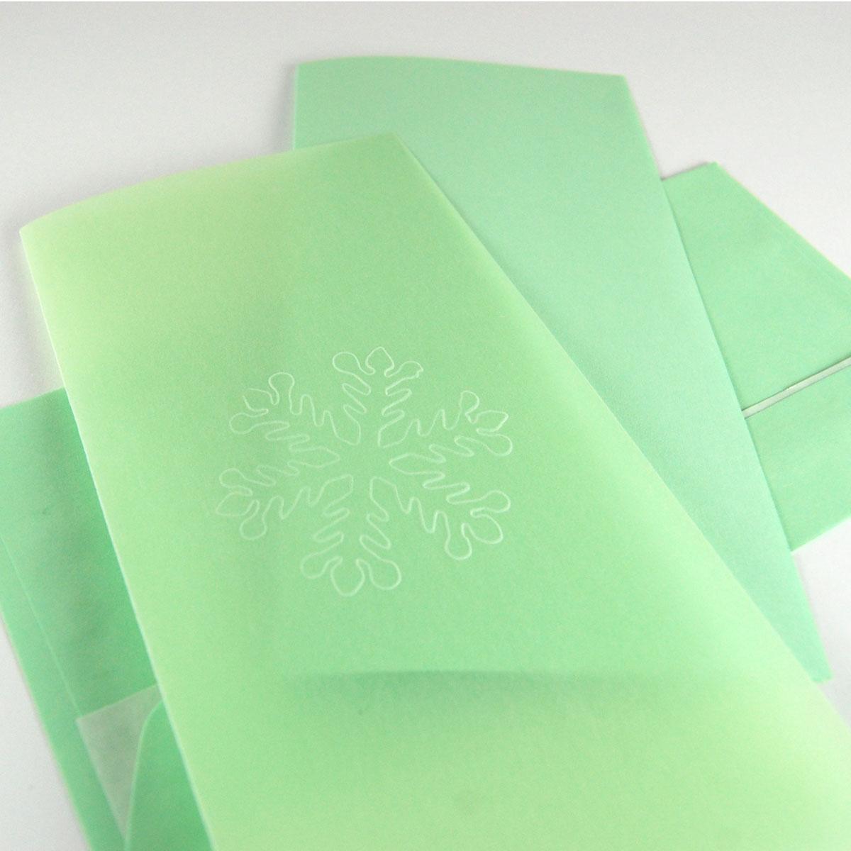 10 hellgrüne Weihnachtskarten mit Einlegeblättern und Umschlägen