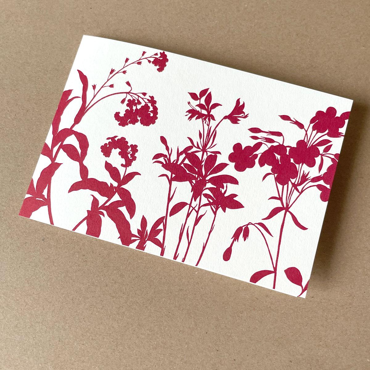Wiesenkräuter - Grußkarte mit rotem Umschlag