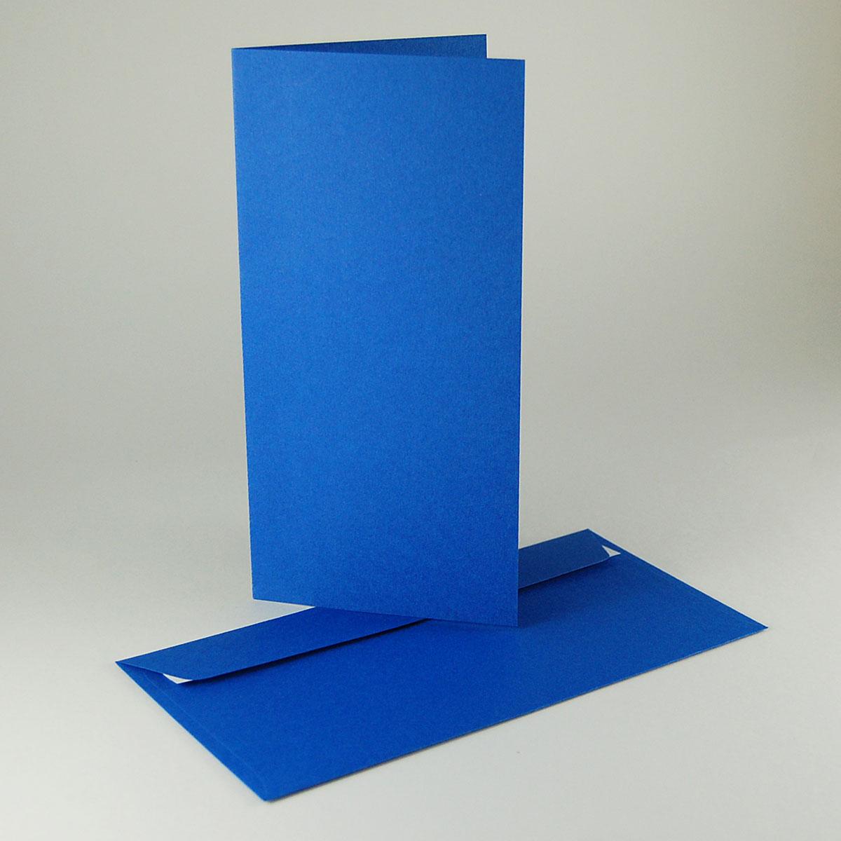 10 blaue Klappkarten DIN lang mit blauen Umschlägen