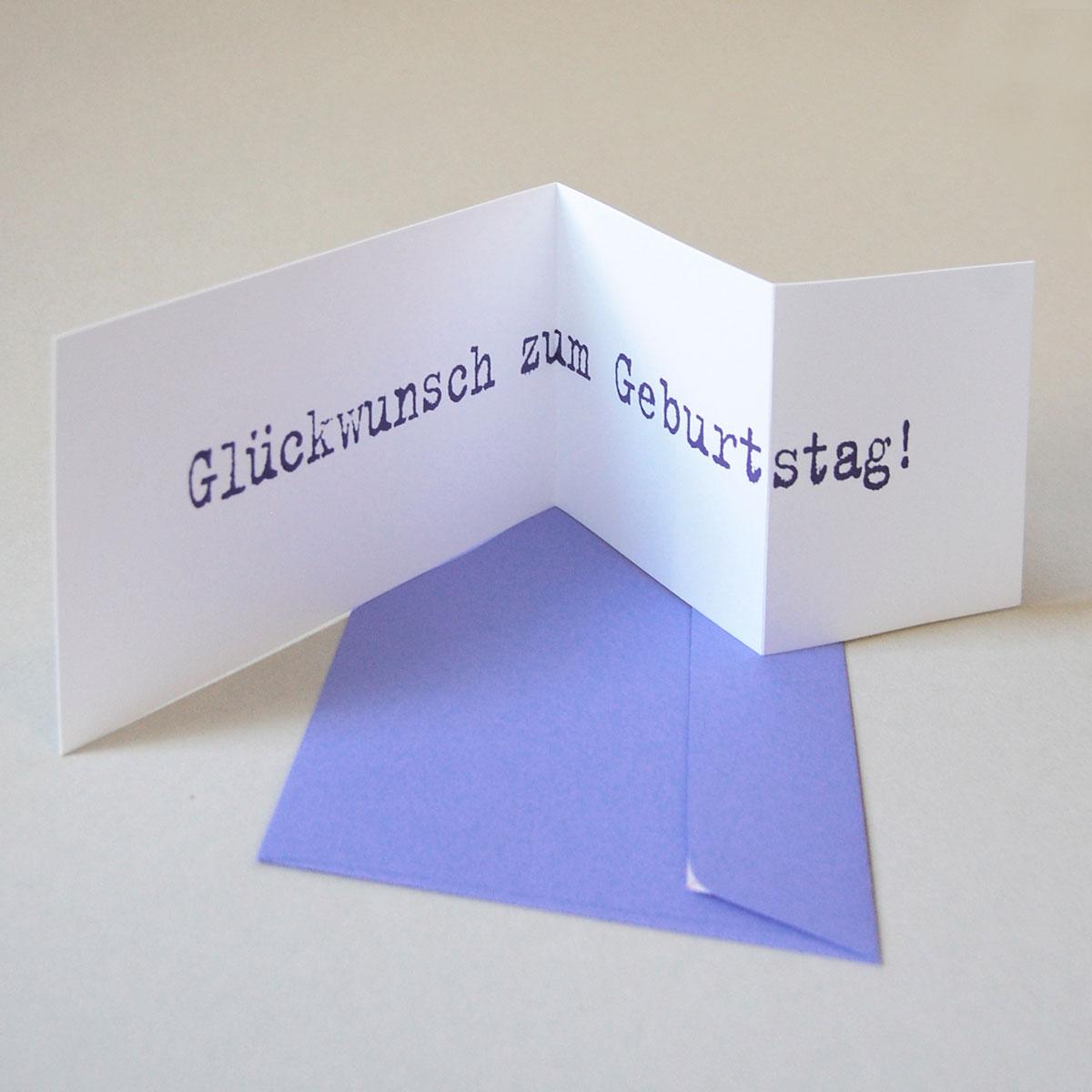 10 Glückwunschkarten mit violetten Kuverts: Glückstag!