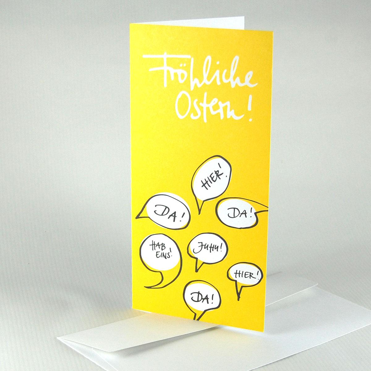 10 gelbe Recycling-Osterkarten mit Kuverts: Fröhliche Ostern!