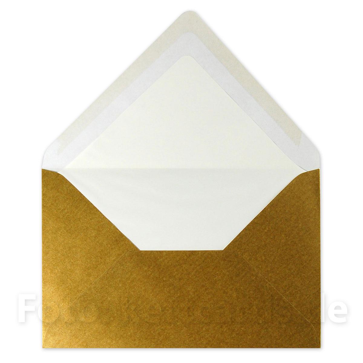 10 Einladungskarten für die goldene Hochzeit, mit goldenen Kuverts