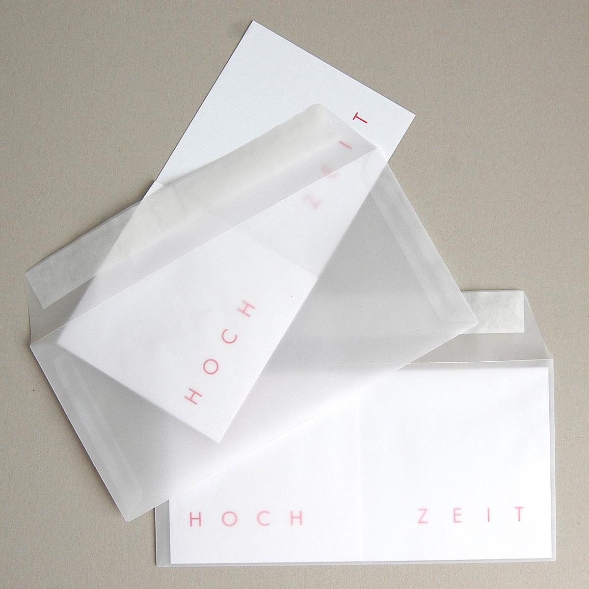 10 pink gedruckte Hochzeitseinladungen mit Kuverts: HOCH ZEIT