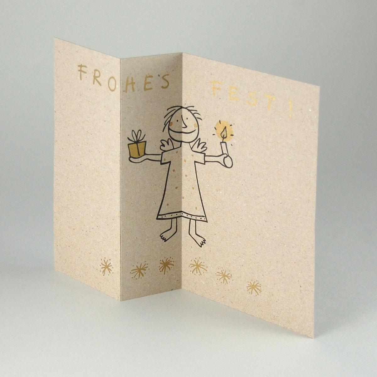 20 graue Recycling-Weihnachtskarten mit goldenem Umschlag: Frost!