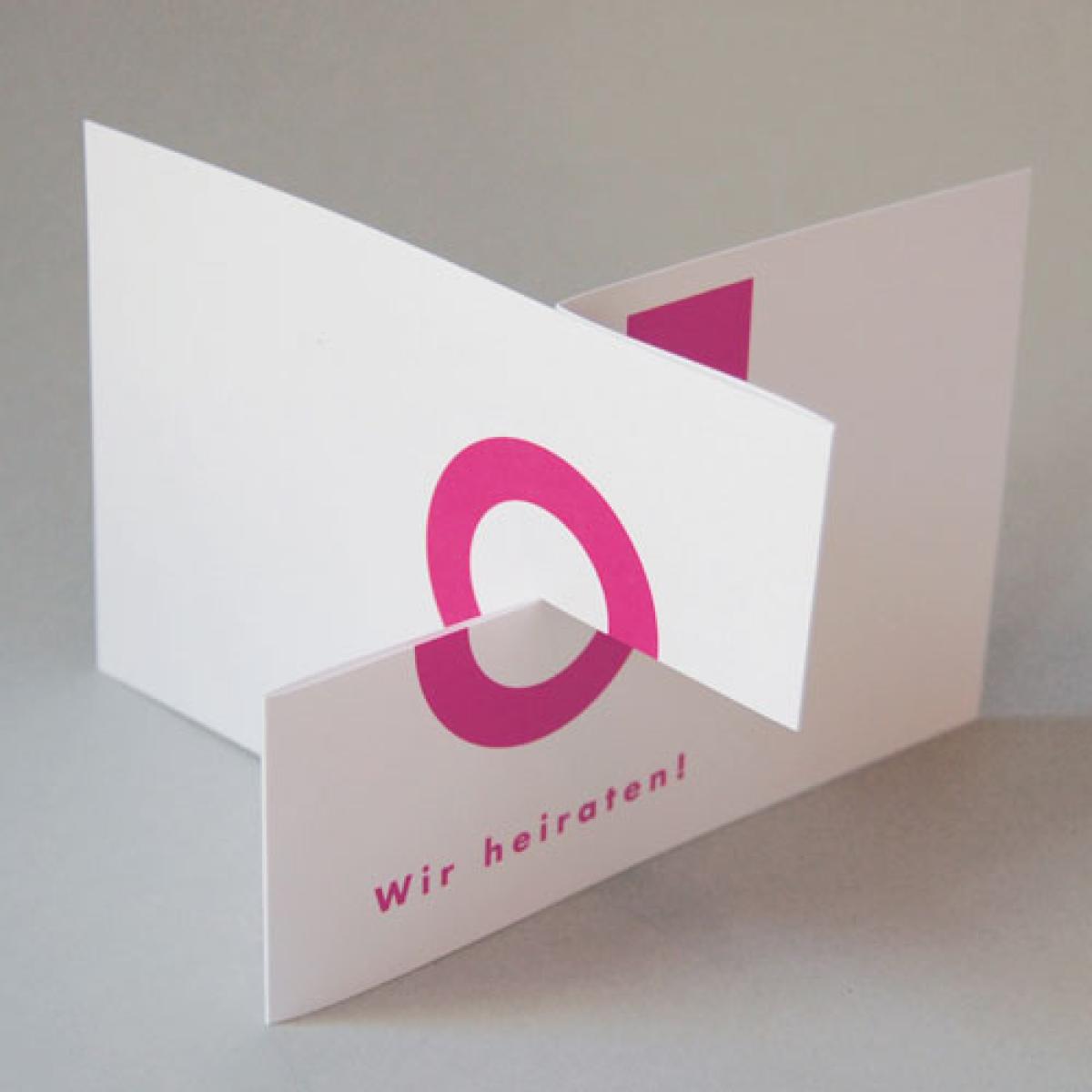 10 Hochzeitseinladungen mit pinken Kuverts: Wir heiraten!