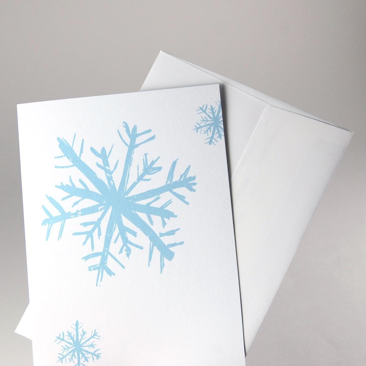 20 Recycling-Weihnachtskarten mit Kuverts: Schneeflocken
