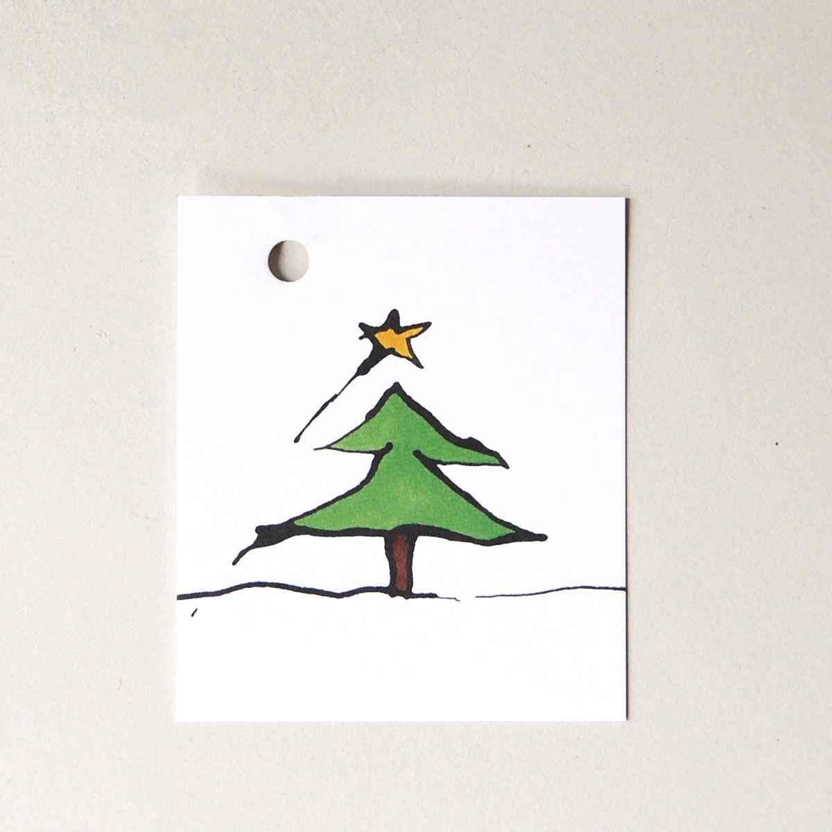 Geschenkanhänger für Weihnachten: Baum mit Stern