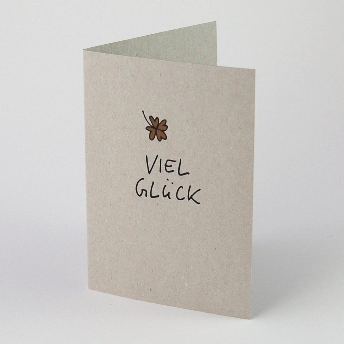 Recycling-Glückwunschkarte: Viel Glück (goldenes, vierblättriges Kleeblatt)