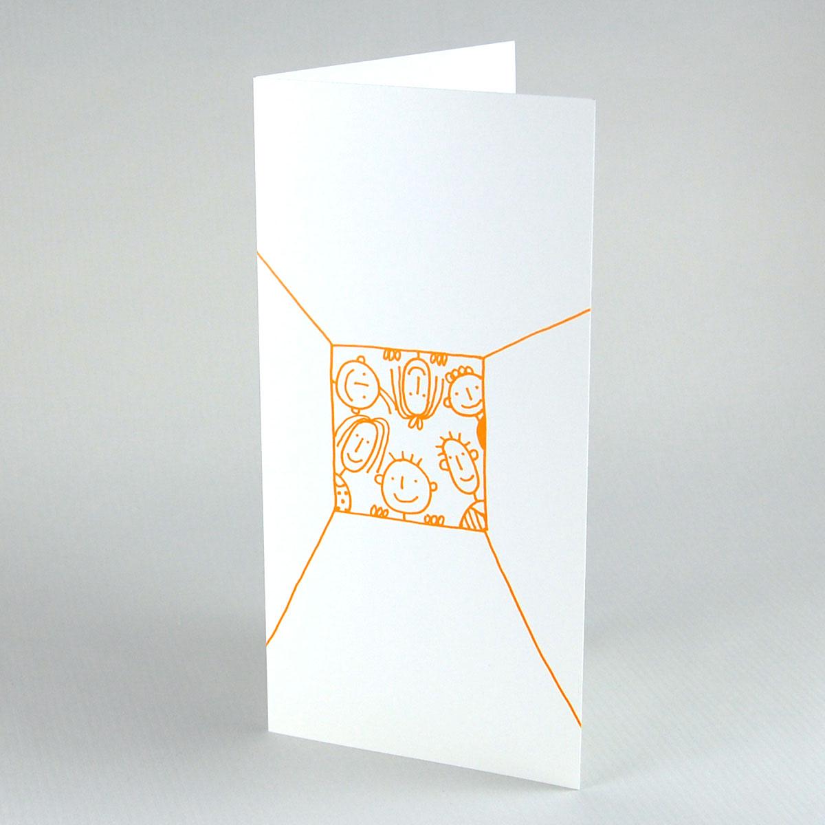 witzige, orange Grußkarte: Kiste