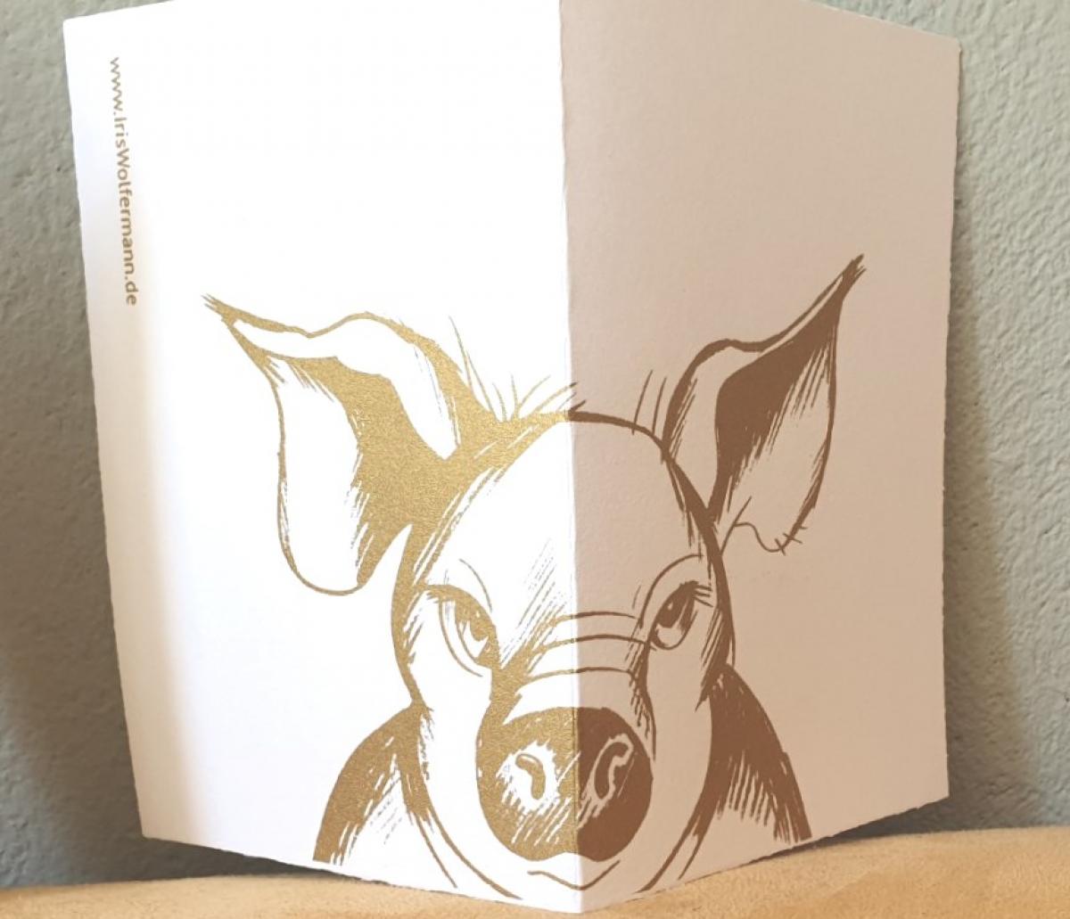 Siebdruckkarte: Schwein