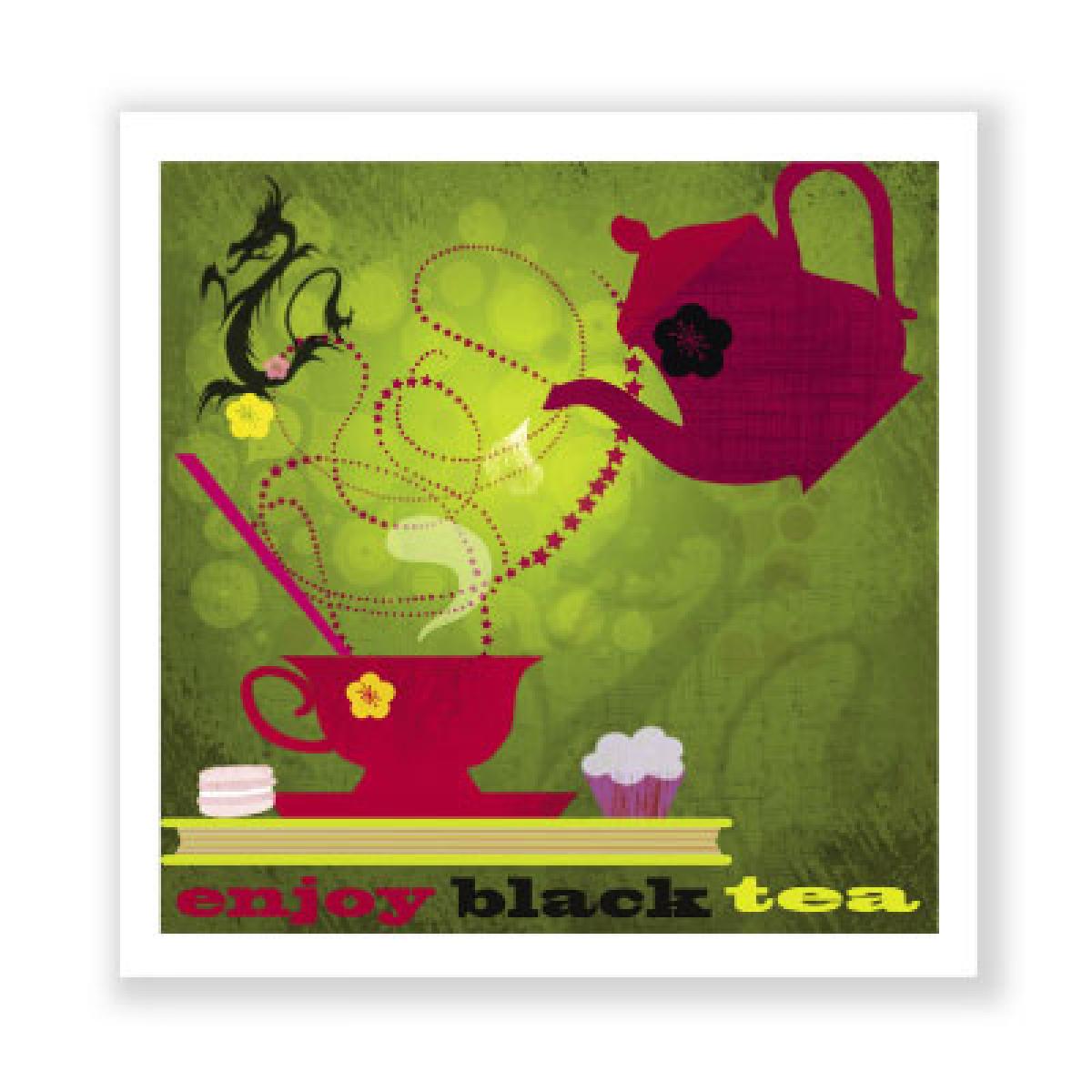 quadratische Grußkarte: enjoy black tea