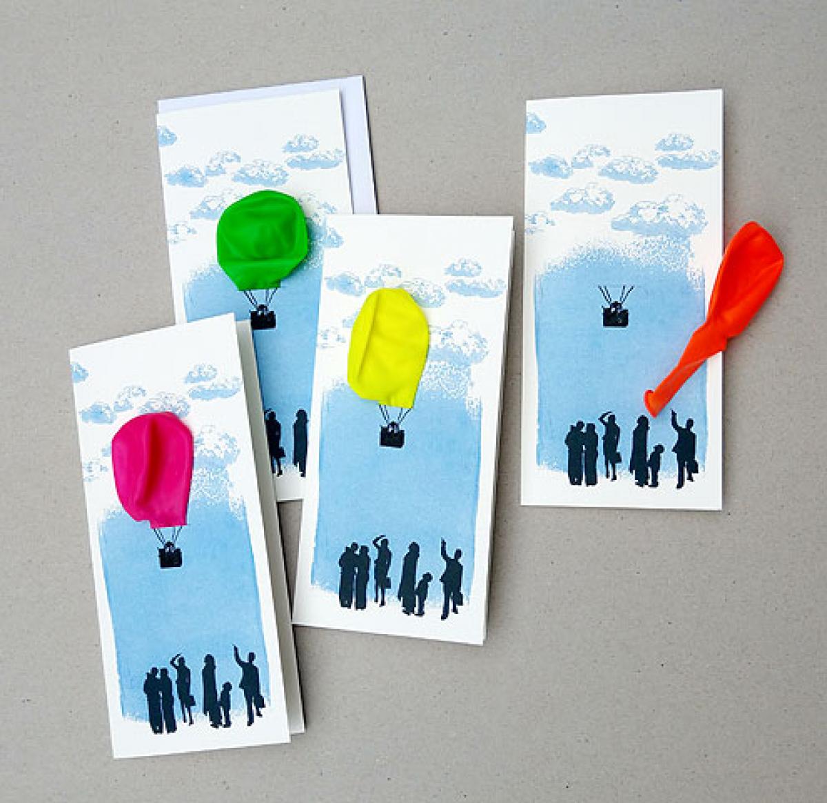 handgemachte Grußkarte: Neonballon