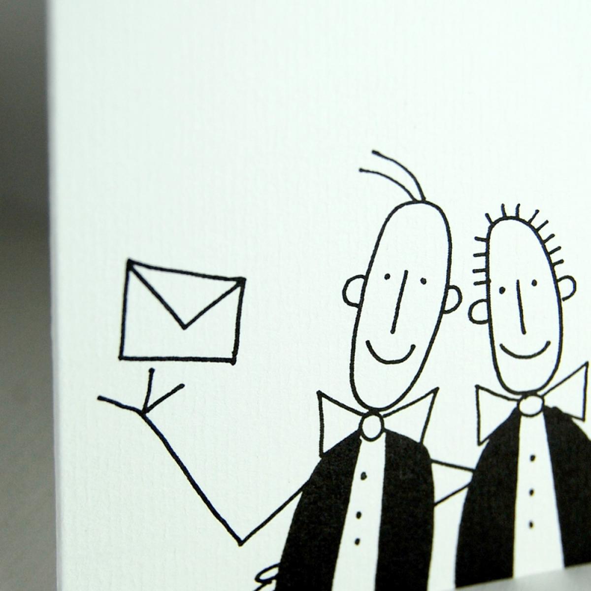 witzige Hochzeitskarte für Männer: Zylinder und Brief