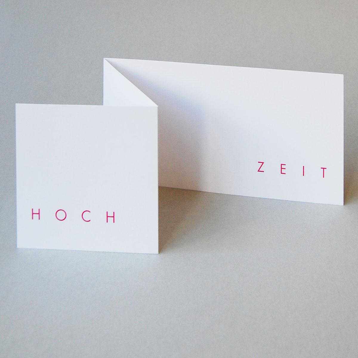 Hochzeitskarte: HOCH ZEIT (pinker Druck)