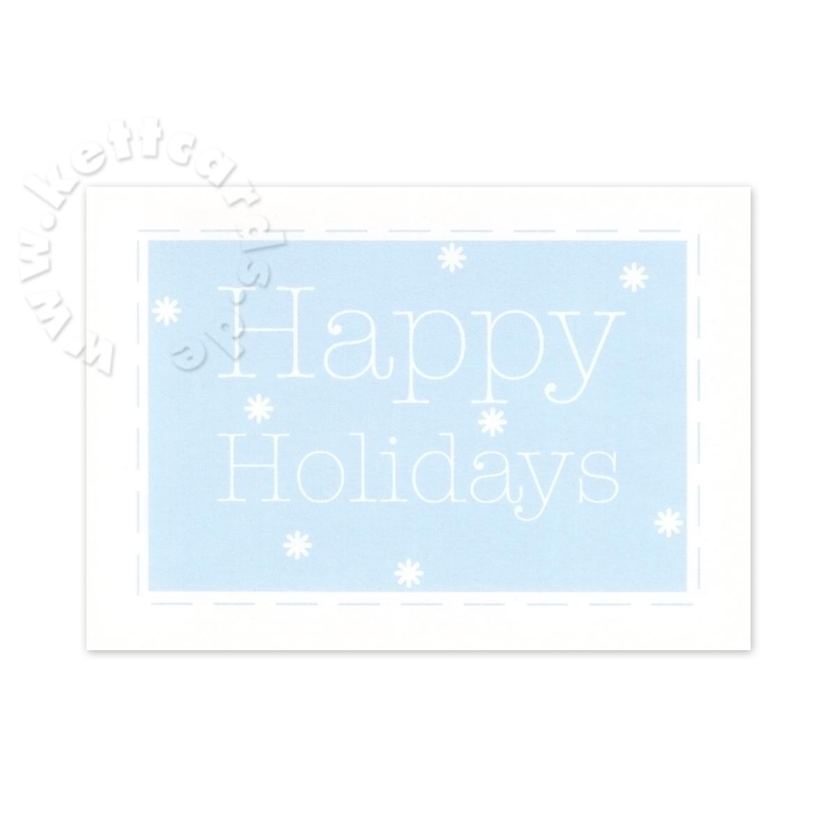 hellblaue Weihnachts-Postkarte: Happy Holidays