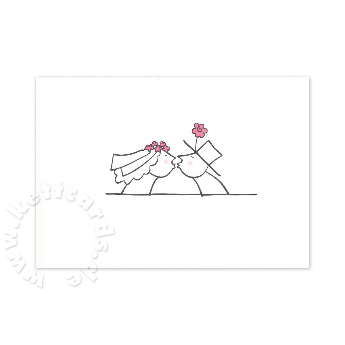 Postkarte für die Hochzeit: küssendes Brautpaar