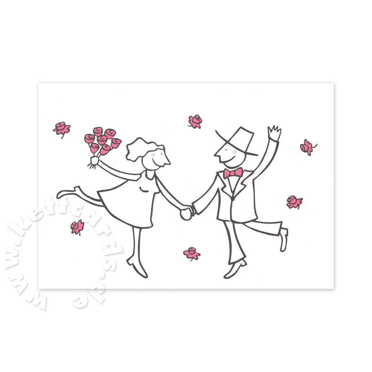 Postkarte für die Hochzeit: tanzendes Brautpaar