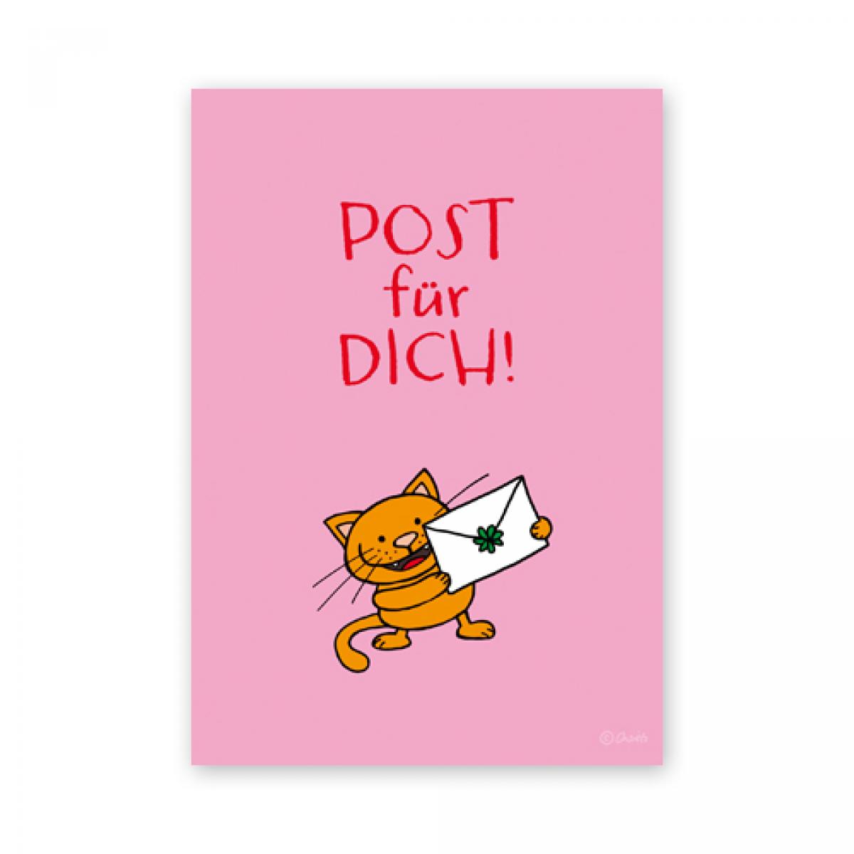 Postkarte mit Kater: Post für DICH!