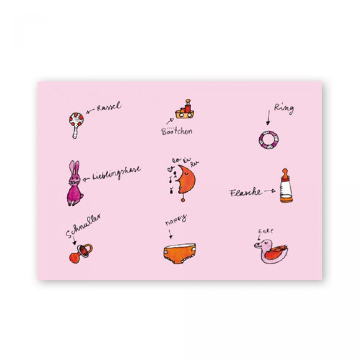 Baby-Postkarte in rosa