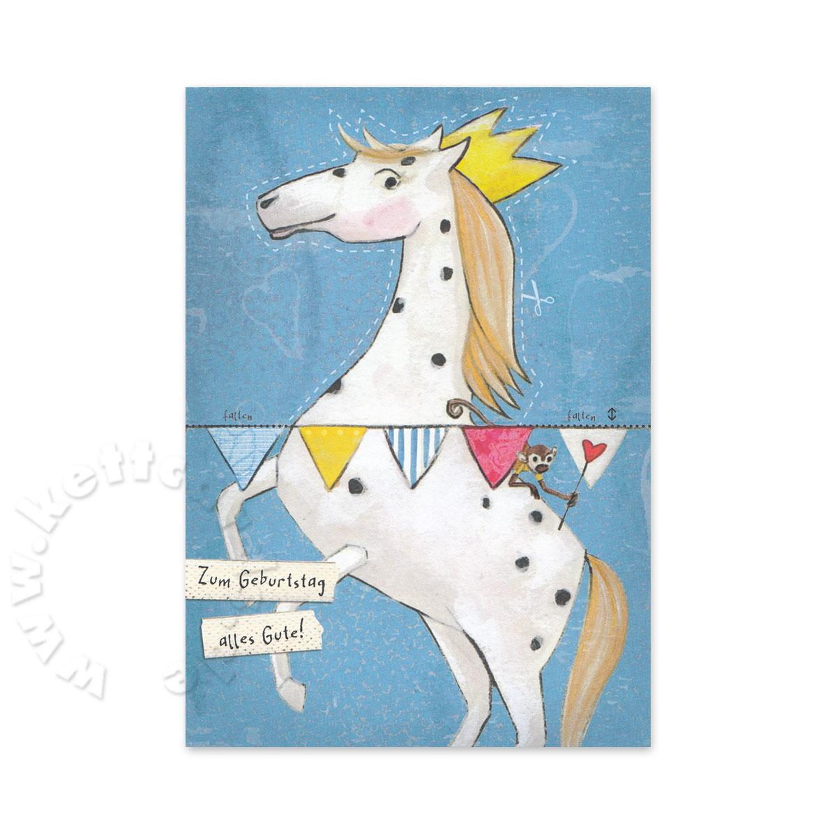 Bastelpostkarte mit Pferd: Zum Geburtstag
