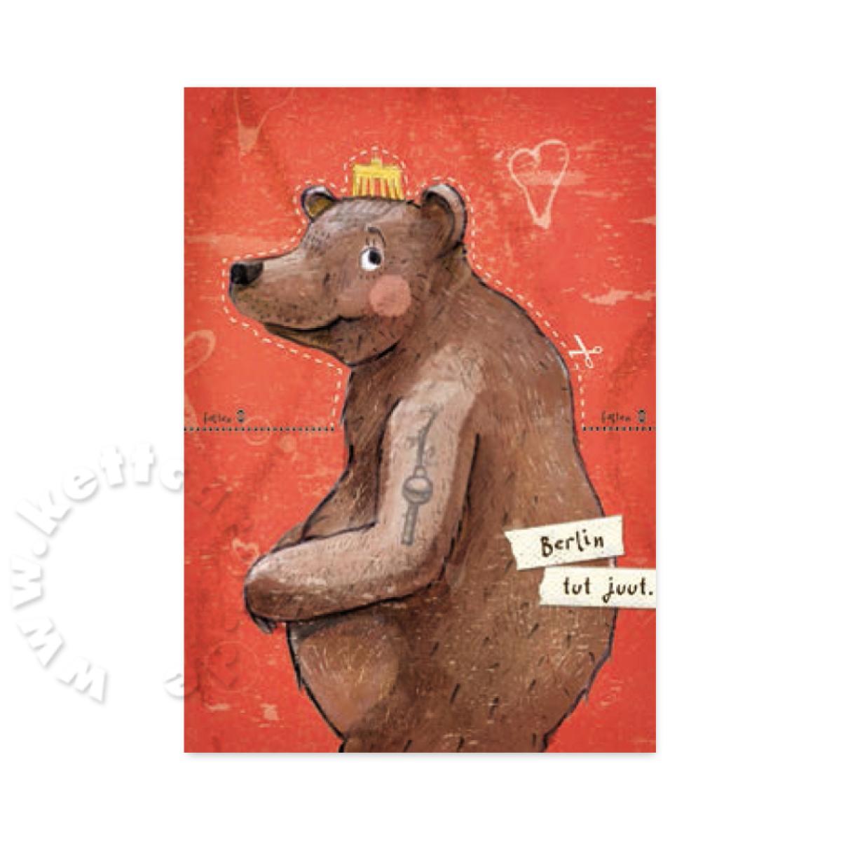 Bastelpostkarte mit Bär: Berlin tut juut