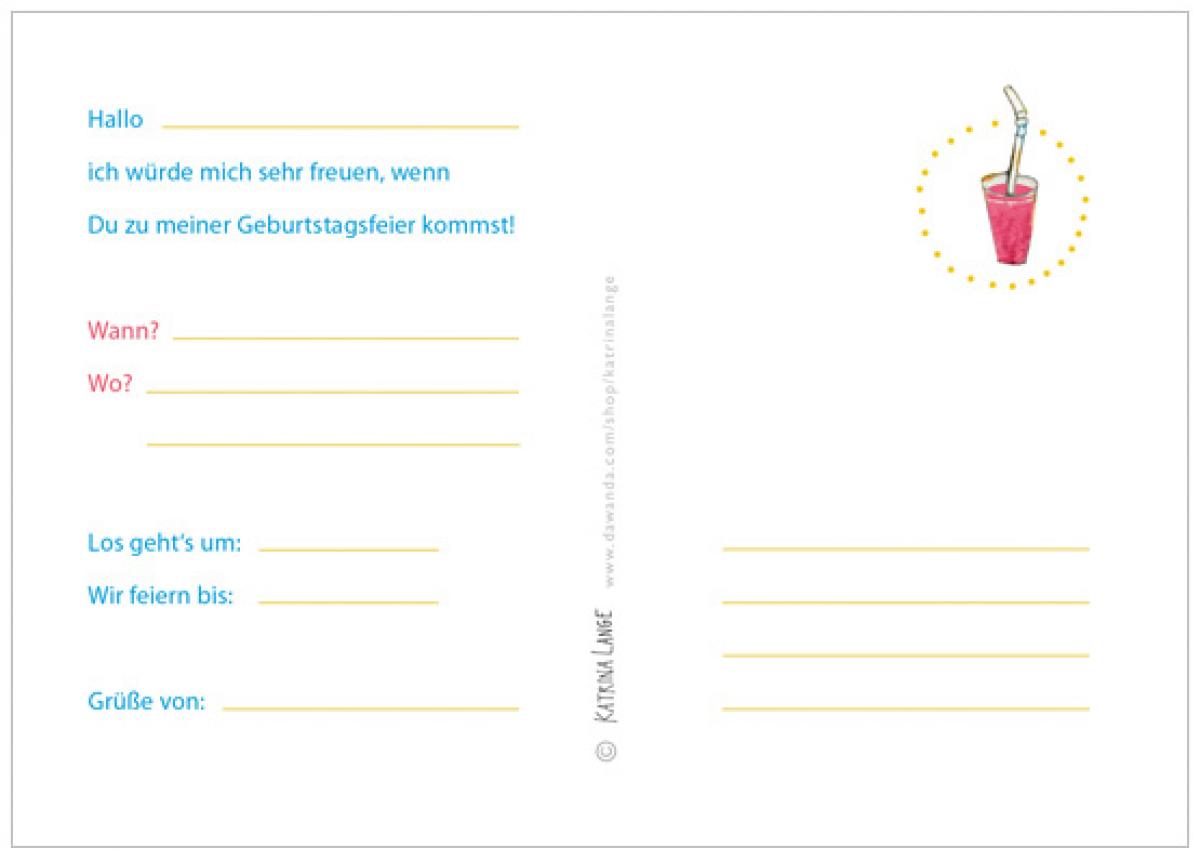 Postkarte: Einladung zum Kindergeburtstag