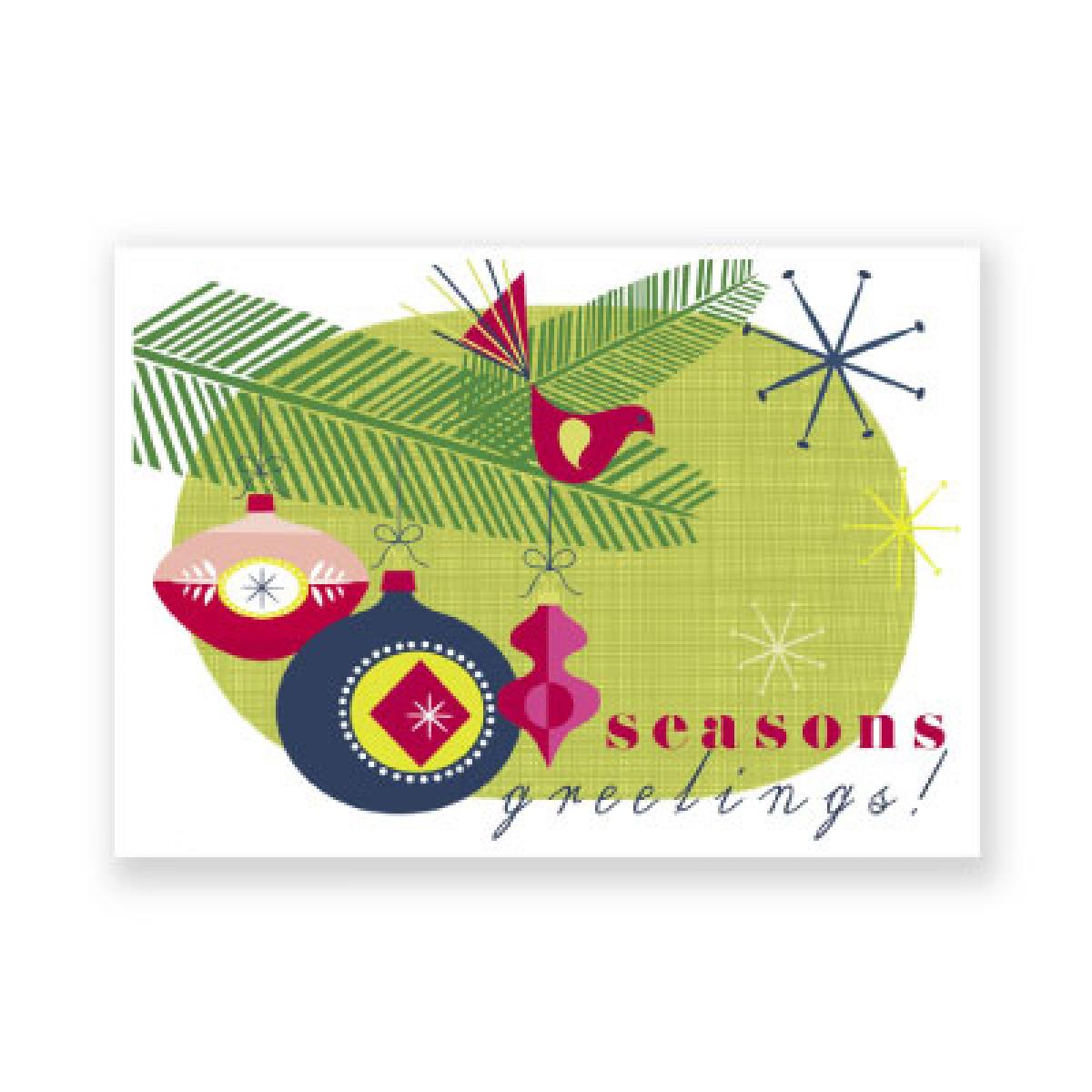 Weihnachts-Postkarte: seasons greetings!
