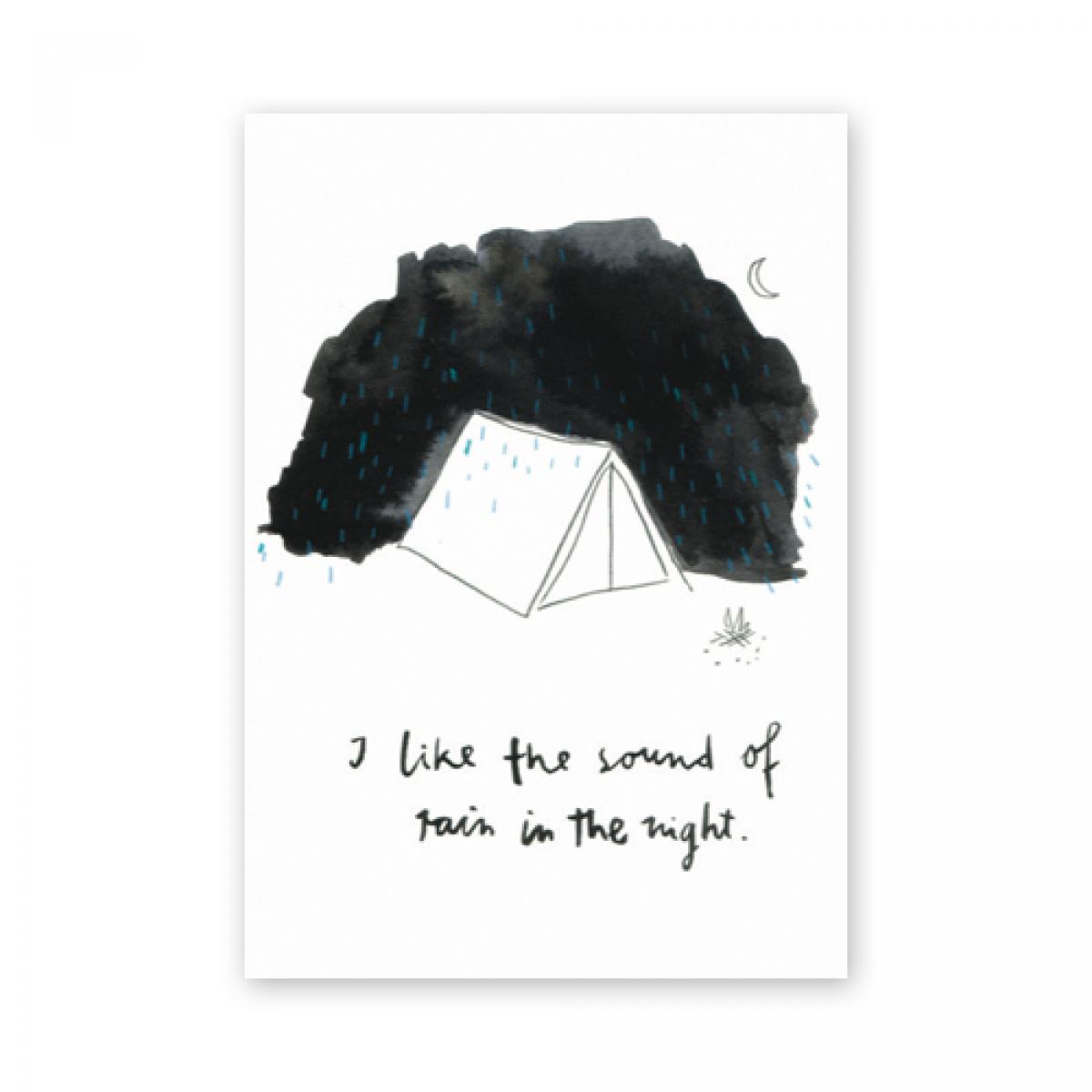 Postkarte: I like the sound of the rain in the night.