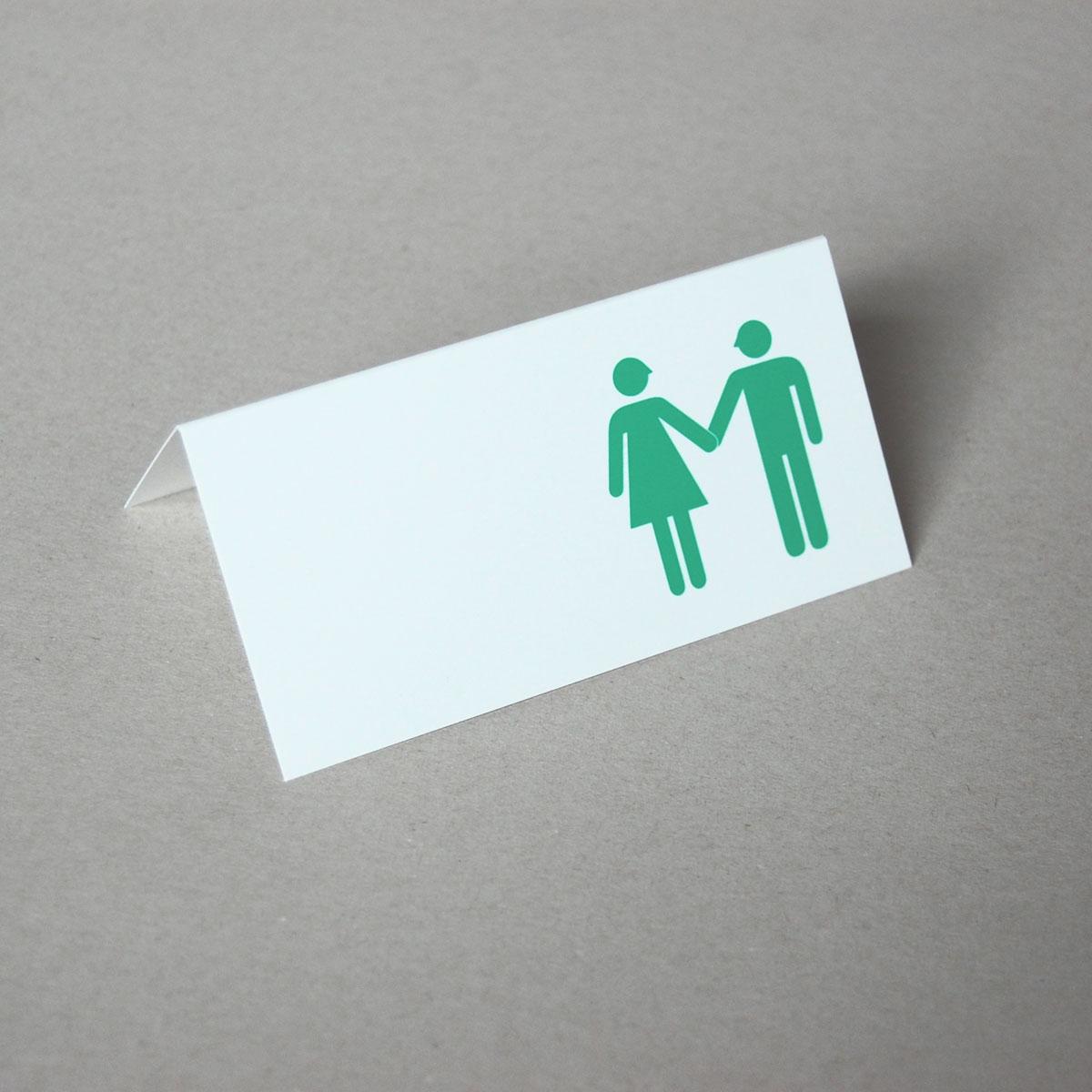 grün gedruckte Tischkarte für die Hochzeit: Paar