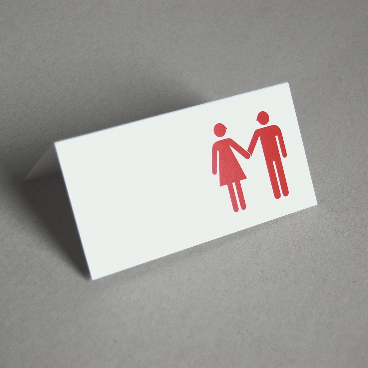 rot gedruckte Tischkarte für die Hochzeit: Paar