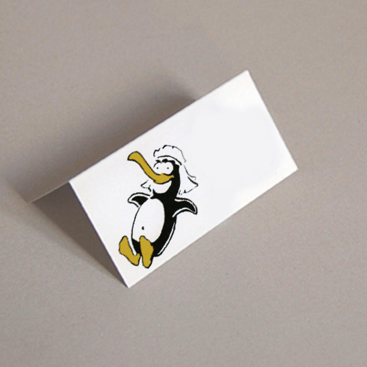 reduzierte Tischkarte für die Hochzeit: Pinguinbraut