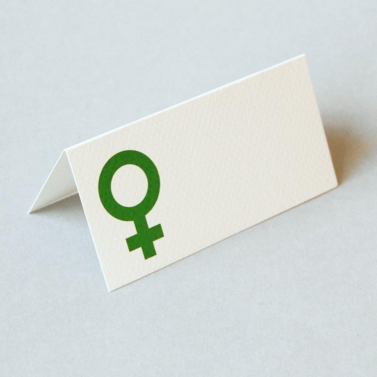 grüne Tischkarte für Frauen (Venussymbol)