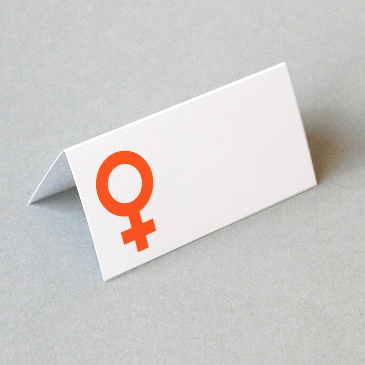 Tischkarte für Frauen mit dem Venussymbol  (oranger Druck)