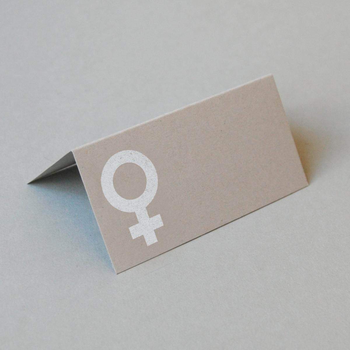 graue Recycling-Tischkarte für Frauen mit dem Venussymbol