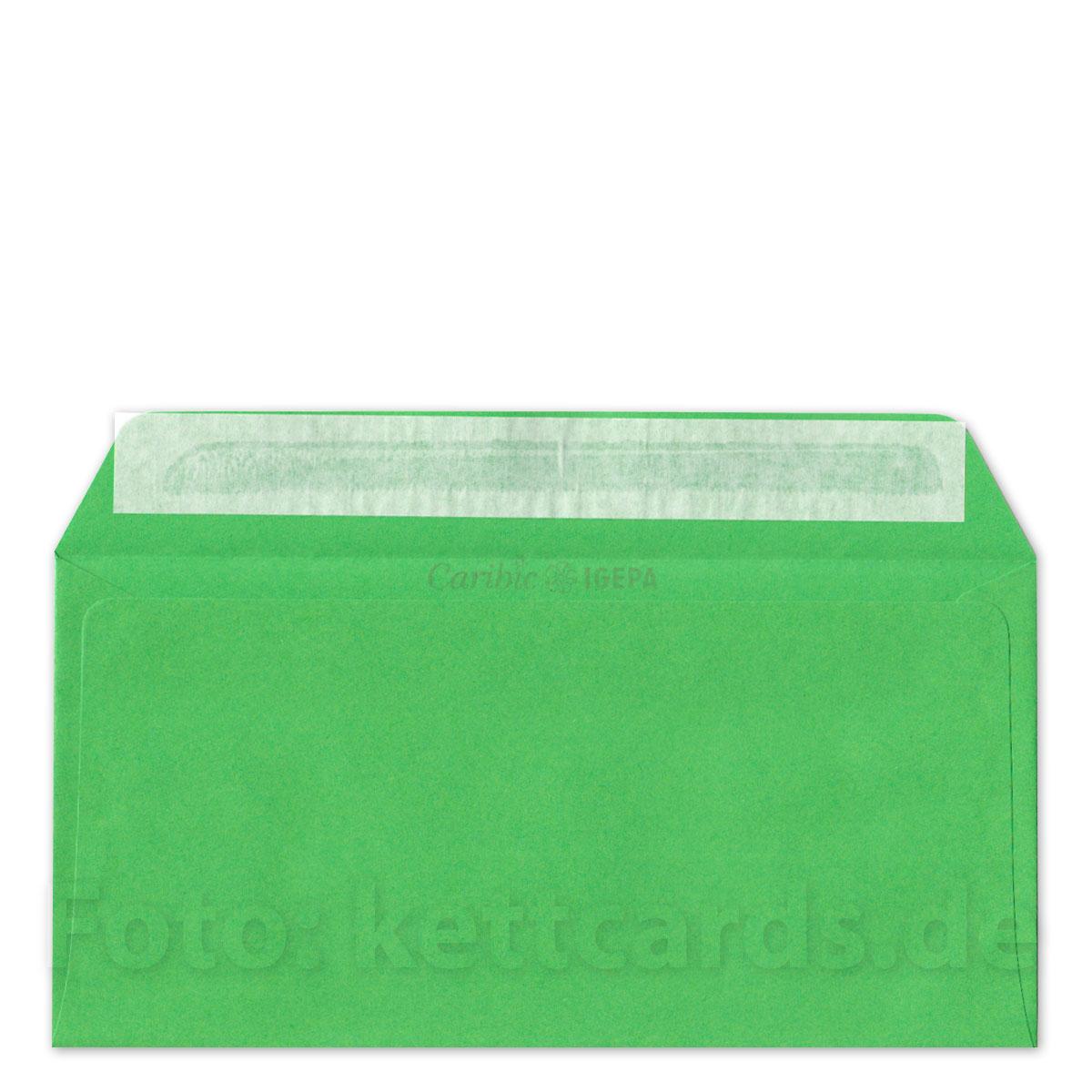 grüner, haftklebender Umschlag, DIN lang
