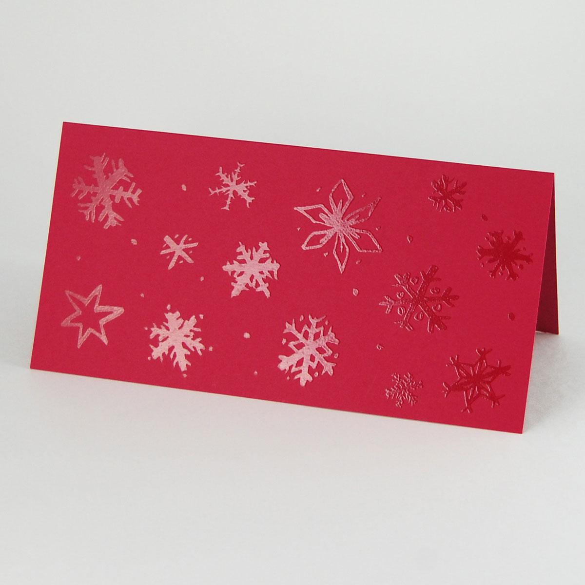 rote Weihnachtskarte: Schneeflocken